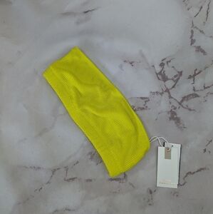 Good American Swim Top Women Yellow Crinkle Band Bandeau Strapless
